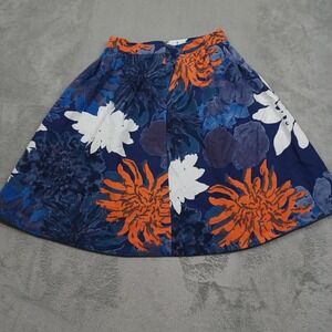 Marimekko Skirt Womens 0 Blue Floral Zip Preppy Anthropologie